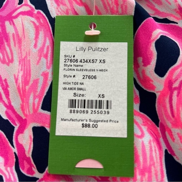 Lilly Pulitzer Florin Reversible Tank Via Amor High Tide Navy Size XS NEW - Picture 12 of 14